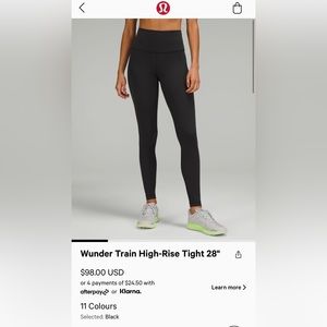 Lululemon Wunder Train High-Rise Tight 28”